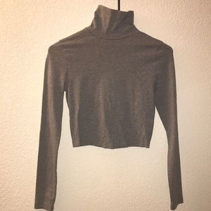 Cropped long sleeve turtle neck